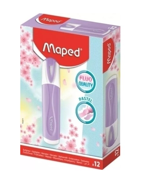 ROTUL. FLUOR MAPED PEPS PASTEL VIOLETA - Pack de 12 unidades