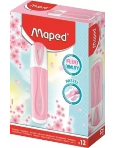 ROTUL. FLUOR MAPED PEPS PASTEL ROSA - Pack de 12 unidades