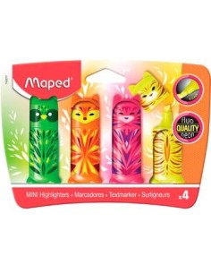 MAPED MARCADOR MINI FRIENDS SURTIDO FLUORESCENTE EN ESTUCHE DE 4