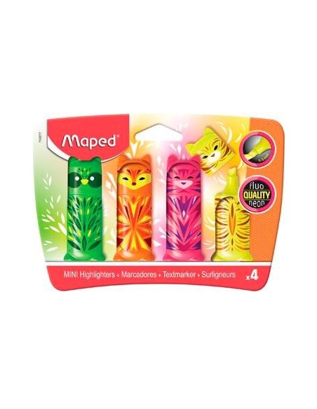 MAPED MARCADOR MINI FRIENDS SURTIDO FLUORESCENTE EN ESTUCHE DE 4
