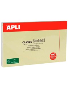 APLI NOTAS ADHESIVAS CLASICAS 125X75 MM AMARILLAS BLOC DE 100 H -12U-