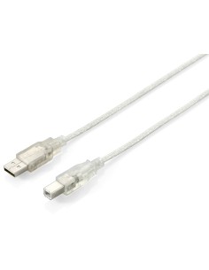 128652 Cable USB 2.0 de tipo A macho a tipo B macho, 5,0 m, plateado transparente