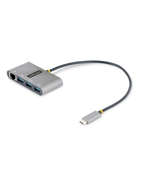 Hub Adaptador USB-C con Ethernet de 3 Puertos USB-A - Red Ethernet Gigabit RJ45 - USB 3.0 5Gbps - Alimentado por el Bus - Cable 