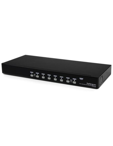 Conmutador Switch KVM 8 Puertos de Vídeo VGA HD15 USB 2.0 USB A - 1U Rack Estante Conmutador Switch KVM 8 Puertos de Vídeo VGA HD15 USB 2.0 USB A - 1U Rack Estante