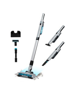 08403 aspiradora de pie y escoba eléctrica 2-in-1 stick vacuum Batería Secar Sin bolsa Negro, Azul, Acero inoxidable