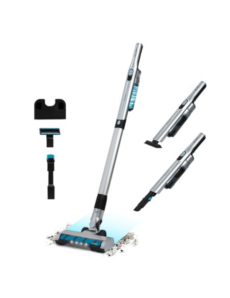 08403 aspiradora de pie y escoba eléctrica 2-in-1 stick vacuum Batería Secar Sin bolsa Negro, Azul, Acero inoxidable