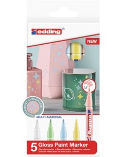 751 marcador permanente Punta redonda Azul, Verde, Rosa, Blanco, Amarillo 5 pieza(s)