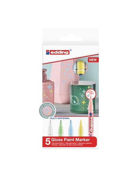 751 marcador permanente Punta redonda Azul, Verde, Rosa, Blanco, Amarillo 5 pieza(s)