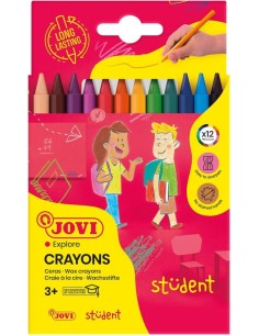 Estuche 12 ceras plasticas student colores surtidos