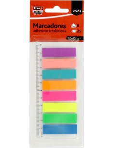 Blister marcadores autoadhesivos translucidos 12x45 con regla