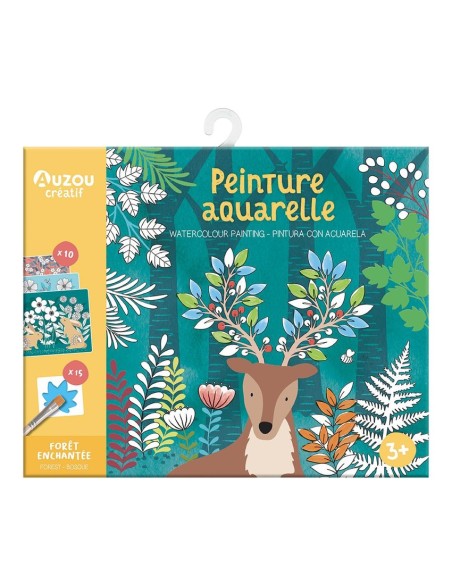 Pintura en acuarela Bosque encantado