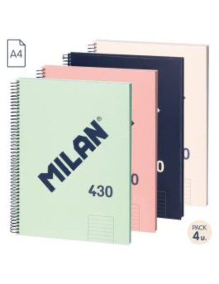 Paq 4 cuaderno espiral a4 80h 95g 1horizontal 7mm microperforado colores surtidos Paq 4 cuaderno espiral a4 80h 95g 1horizontal 7mm microperforado colores surtidos