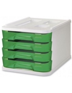 Fichero cajones de sobremesa 285x375x230mm 4 cajones verde