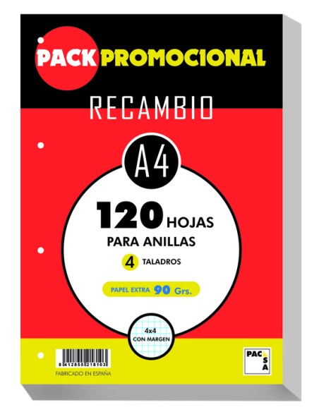 Recambio a4 10020h 4 taladros 90g cuad4x4 c m pacsa Recambio a4 10020h 4 taladros 90g cuad4x4 c m pacsa