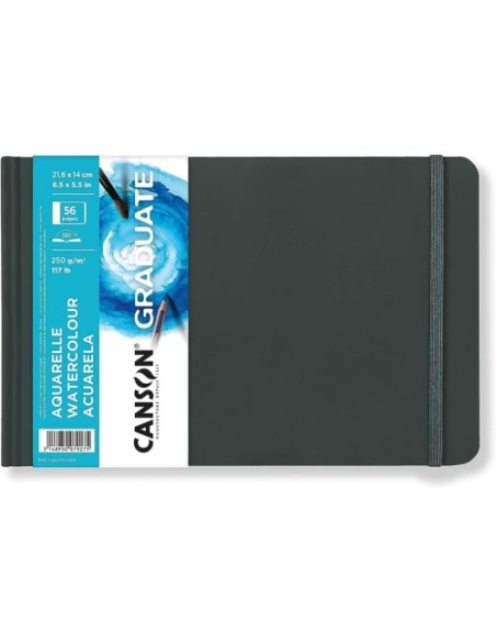 Cuaderno canson graduate acuarela 14x216 28h 250g grano fino