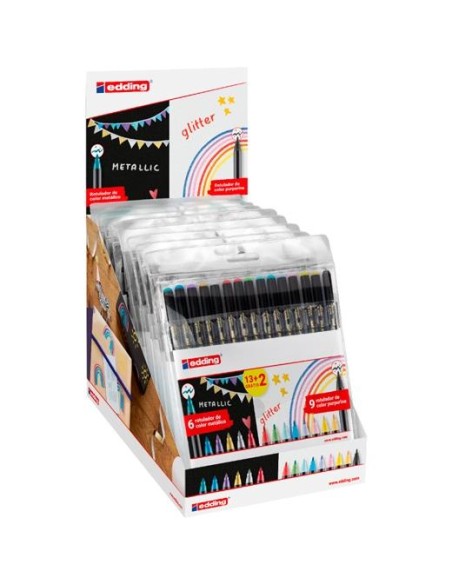 EDDING ROTULADOR 1200 METÁLICO/GLITTER PUNTA FINA C/SURTIDOS EXPOSITOR 15 PACK 4-1200-15