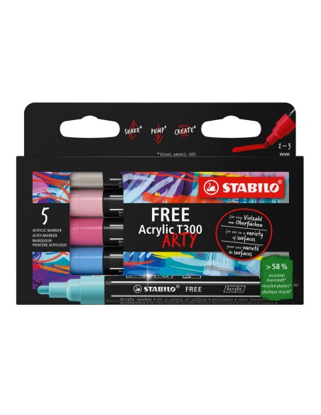 FREE Acrylic marcador 5 pieza(s) Punta redonda Azul, Azul metálico, Rosa, Rosa, Blanco