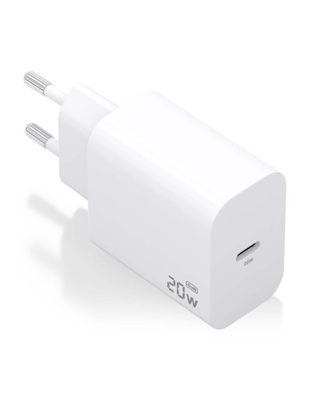 Cargador GaN 20W, 1xUSB-C PD3.0, Blanco
