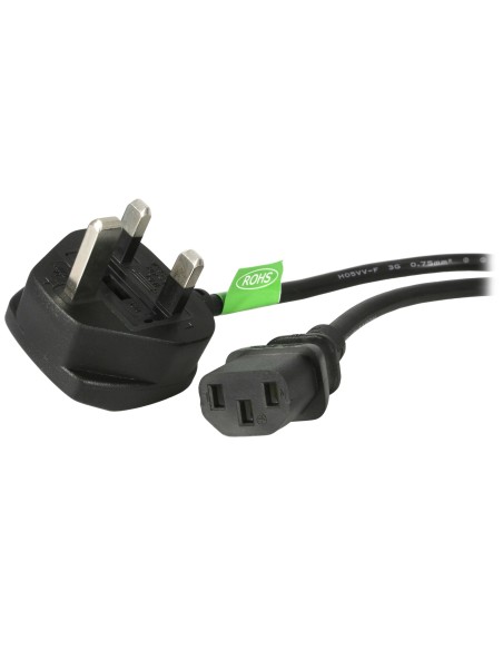 Cable de 1m (3 pies) de Alimentación de Ordenador para el Reino Unido UK, BS1363 a C13, 18AWG, 10A 250V, Cable Inglés de Corrien