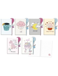 EXP 12 DIARIOS CON BOLIGRAFO 13X18CM POMPOM HAPPY