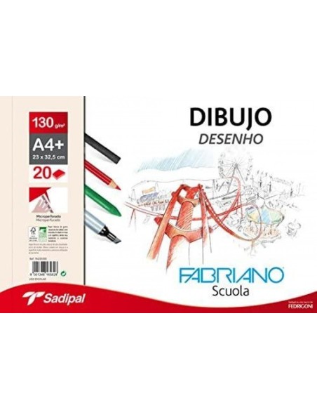 Bloc dibujo fabriano espiral a4 20h 130g liso microperforado Bloc dibujo fabriano espiral a4 20h 130g liso microperforado