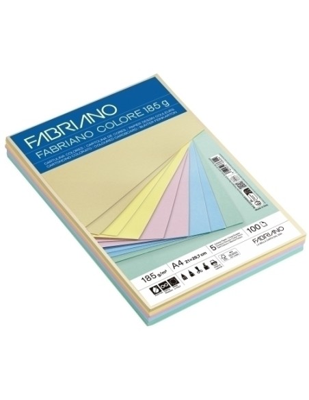 CARTULINA A4 FABR. 185g P/100 COL.PASTEL