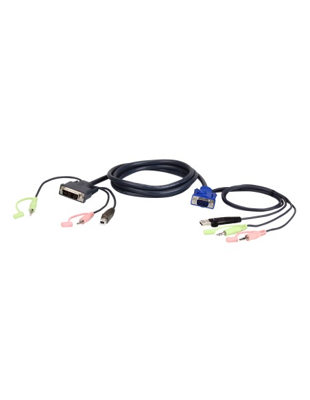 VGA USB to DVI KVM Cable 3m cable para video, teclado y ratón (kvm) Negro, Azul, Verde, Rosa