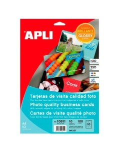 PAQ. 10 TARJETAS VISITA APLI FOTO 250GR 89X51