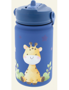 Botella termica con adaptador infantil 330ml dark blue wild animals