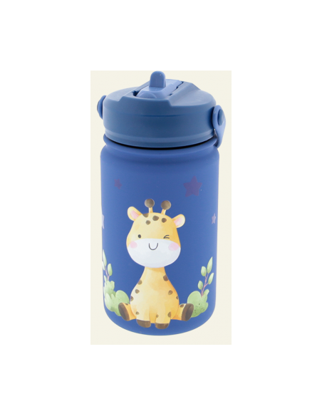 Botella termica con adaptador infantil 330ml dark blue wild animals