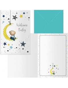 PAQ 6 TARJETAS DE FELICITACIONES WELCOME BABY DOHE