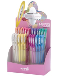 UNIBALL EXPOSITOR ROLLERBALL SIGNO ANGELIC COLOUR UM-120AC/4D COLORES PASTEL AZUL-ROJO-VERDE-ROSA-NARANJA-VIOLETA-AMARILLO-BLANC