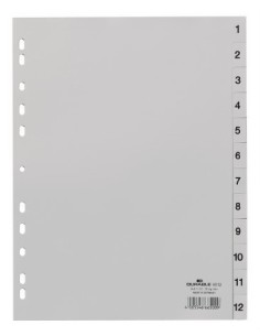 651210 lengüeta de índice Separador numérico con pestaña Polipropileno (PP) Gris