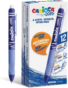 C 12 boligrafo borrable retactil azul carioca oops