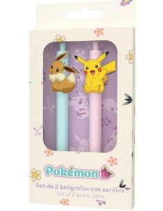 SET DE DOS BOLIGRAFOS CON CLIP DECORATIVO POKEMON
