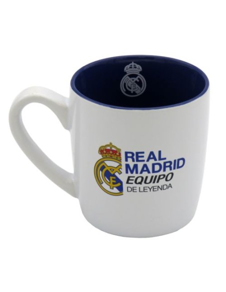 TAZA BLANCA Y AZUL REAL MADRID EN CAJA