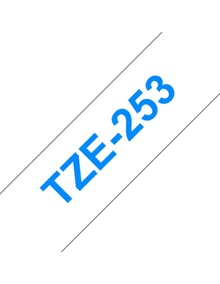 TZE-253 cinta para impresora de etiquetas Azul sobre blanco