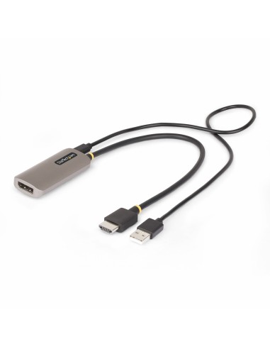 Cable Conversor Adaptador Activo de 30cm HDMI 2.1 a DisplayPort 1.4 - 8K60Hz - Alimentado por el Bus USB - Cable Incluido