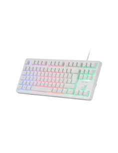 MK023, Teclado Gaming TKL, Tecnología Híbrida H-Mech, Iluminación FRGB Rainbow, Anti-ghosting, Compatibilidad Universal, Blanco,
