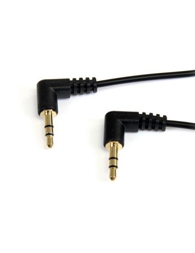 Cable de Audio Estéreo 3,5mm Delgado de Ángulo Recto de 1 pie - M/M