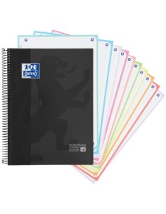 Paq 5 cuaderno espiral a4 150h 90g cuad5x5 ebook10 color negro