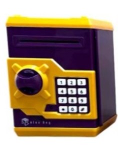 CAJA FUERTE ELECTRONICA COLOR VIOLETA Y AMARILLO