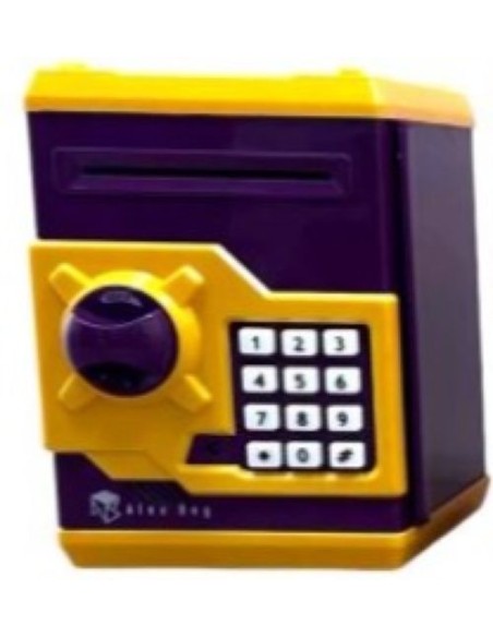 CAJA FUERTE ELECTRONICA COLOR VIOLETA Y AMARILLO