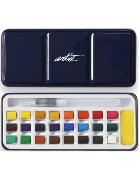 Estuche 24 pastillas acuarela pincel tinbox artist