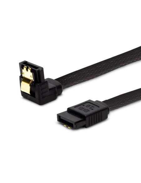 GAK-04 Kabel SATA III 30cm, oplot czarny, ktowy, zote zatrzaski cable de SATA 0,3 m SATA 7-pin 2 x SATA 7-pin Negro