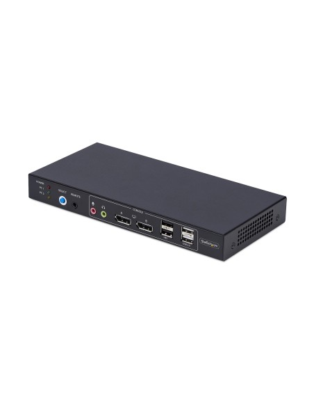 Switch KVM DisplayPort de 2 Puertos y 2 Pantallas - Conmutador KVM con Hub USB de 4 Puertos - con Matriz de Vídeo Dual View - 4K