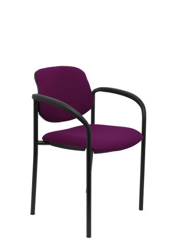 Silla fija Villalgordo bali morado chasis negro con brazos