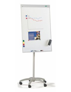 Caballete metálico blanco con ruedas 70x102 cm.