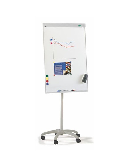 Caballete metálico blanco con ruedas 70x102 cm.