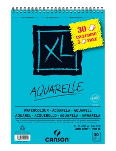CANSON BLOC ACUARELA AQUARELLE FINO XL ESPIRAL 25 + 5(GRATIS) HOJAS 300GR 21X29,7CM